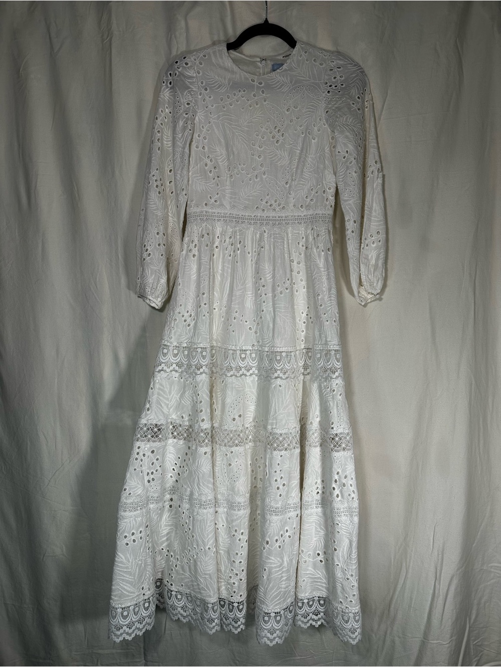 ANTONIO MELANI White Eyelet Lacs Maxi Dress. Bridal bachelorette cottagecore fem - Picture 3 of 11